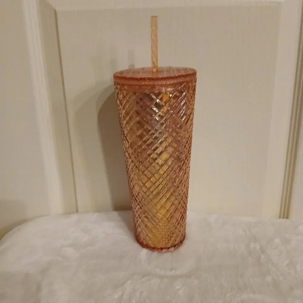 Starbucks 2023 Winter Holiday Jeweled Tumbler Cold Cup 24oz Rose Gold Christmas